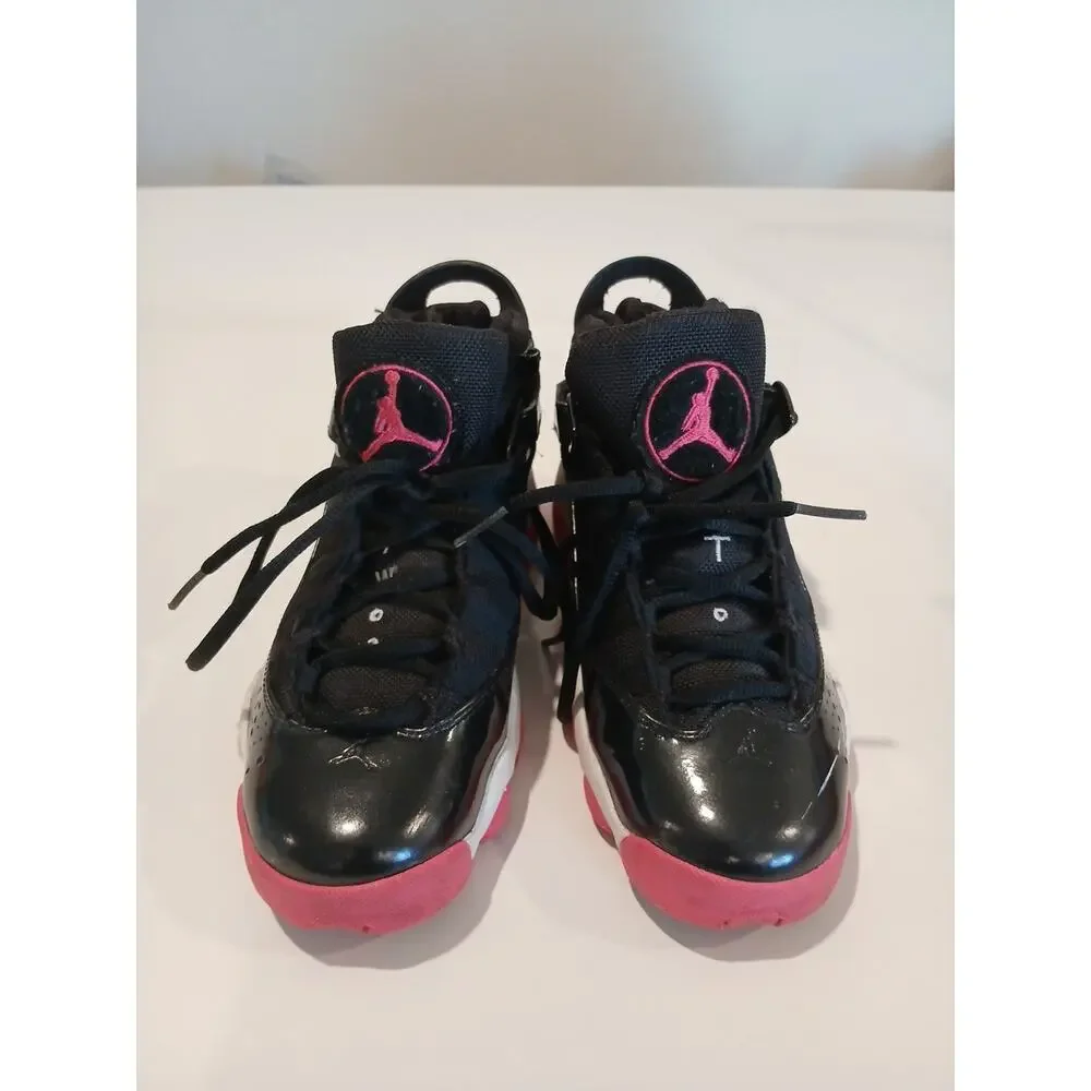 Air Jordan 6 Rings Black Mens Size 4.5 Y Sneaker 322992-062 Black Pink White